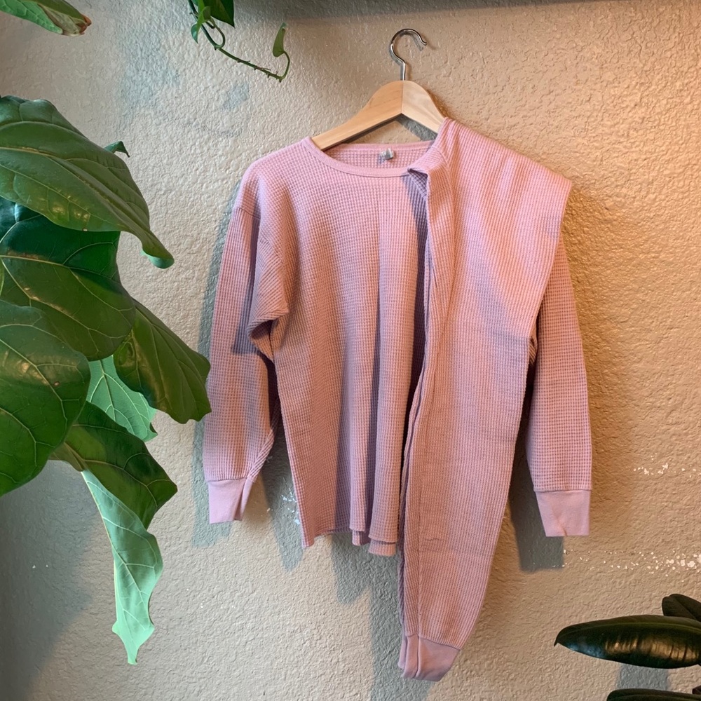 Vintage Pink Thermal Pajamas Set